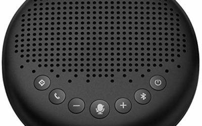 Bluetooth Speakerphone – eMeet Luna Computer Speakers with Microphone w/Enhanced Noise Reduction Algorithm, Daisy Chain, w/Dongle USB Speakerphone for Home Office, 360° Voice Pickup for 8 People Black