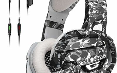 ONIKUMA Gaming Headset PS4 Headset, PC Headset with Noise Canceling Mic & LED Light,Memory Earmuffs Gaming Headphones for PS4, MAC, PC（Adapter Not Included）