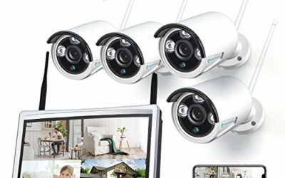 HeimVision HM243 1080P Wireless Security Camera System with 12 inch LCD Monitor, 8CH NVR 4Pcs Outdoor/Indoor WiFi Surveillance Cameras with Night Vision, Waterproof, Motion Detection, No Hard Drive