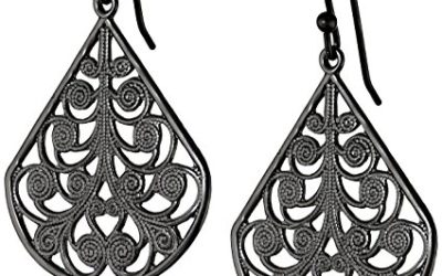 1928 Jewelry Hematite-Tone Vine Filigree Earrings