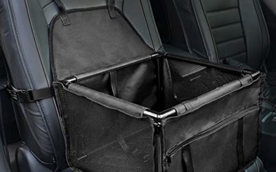 HIPPIH Small Dog Car Seat, Upgraded Booster Seat for Car with Whole Sturdy PVC Bars Frame, Pet Car Seat for Medium Dogs Under 11 lb, Waterproof Anti-Skid Mat Included, Black