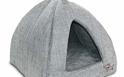 Best Pet Supplies, Inc. Pet Tent Soft Bed for Dog & Cat Gray Linen, 16" x H: 14"