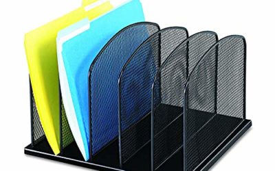 Safco Products Onyx Mesh 5 Sort Vertical Desktop Organizer 3256BL, Black Powder Coat Finish, Durable Steel Mesh Construction