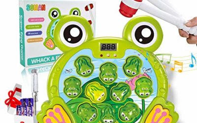 SOMAN Whack A Frog Game Toddler Toys for 3 Year Old Boys, Early Learning Durable Pounding Toy Helps Fine Motor Skills, Interactive Gifts for 2, 3 ,4, 5, 6 Year Old Kids, Girls, with 2 Hammers