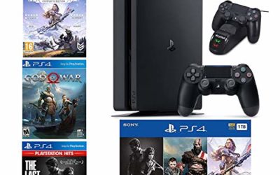 NexiGo 2020 Playstation 4 PS4 Console Holiday Bundle 1TB HDD + Included 3X Games (The Last of Us, God of War, Horizon Zero Dawn) Charging Station