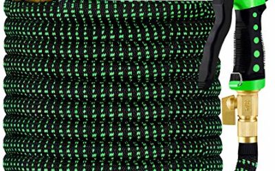 HBlife 50ft Garden Hose, All New 2020 Expandable Water Hose with 3/4" Solid Brass Fittings, Extra Strength Fabric – Flexible Expanding Hose with Free Water Spray Nozzle