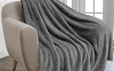 furrybaby Premium Fluffy Fleece Dog Blanket, Soft and Warm Pet Throw for Dogs & Cats (Jumbo (59×78), Grey Blanket)