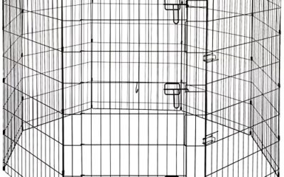 AmazonBasics Foldable Metal Pet Dog Exercise Fence Pen With Gate – 60 x 60 x 42 Inches