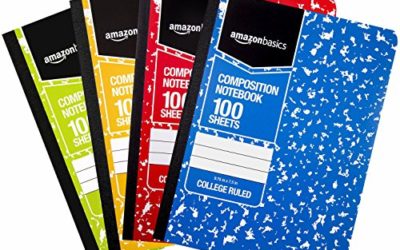 AmazonBasics College Ruled Composition Notebook, 100 Sheet, Assorted Marble Colors, 4-Pack