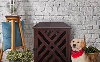 Casual Home Modern Lattice Wooden Pet Crate End Table – Espresso