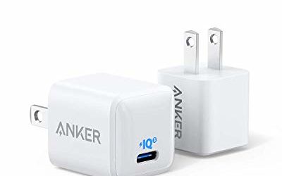 USB C Charger, Anker 18W PIQ 3.0 Compact Fast Charger Adapter, PowerPort III Nano USB C Wall Charger for iPhone 11/11 Pro / 11 Pro Max, Galaxy S10/S9, Pixel, iPad Pro, Nintendo and More (2-Pack)