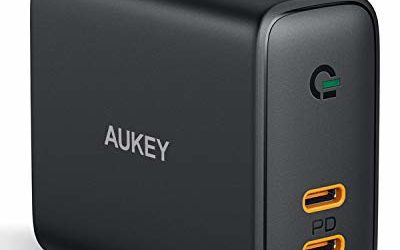 AUKEY Focus 36W 2-Port Foldable Fast Charger with 30W Power Delivery 3.0 & Dynamic Detect Type C Wall Charger for iPhone 11/11 Pro/SE, Galaxy S10, MacBook, iPad, Airpods Pro, Switch