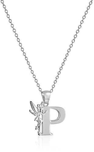 Disney "Tinkerbell" P Initial Silver Pendant Necklace