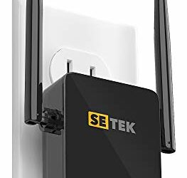 SETEK WiFi Extender Signal Booster, Covers up to 2500 sq ft, 300 mbps Wireless Internet Amplifier &ndash; Covers 15 Devices with 2 External Advanced Antennas, 5 Working Modes, LAN/Ethernet (black)