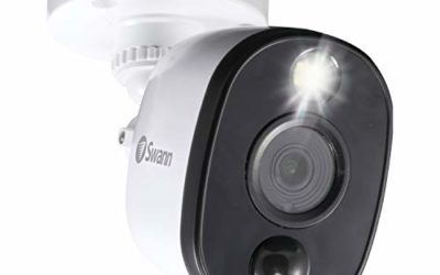 Swann Indoor/Outdoor Home Security Camera, 1080p PIR Bullet Cam with Motion Sensor Spotlight, Infrared Night Vision, Thermal Heat Sensing, BNC Wired Add to DVR, SWPRO-1080MSFB-US