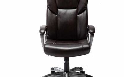 AmazonBasics High-Back Bonded Leather Executive Office Computer Desk Chair – Brown