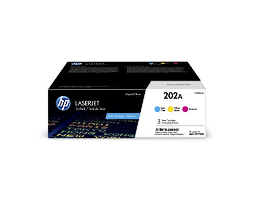 HP 202A | CF501A, CF502A, CF503A | 3 Toner Cartridges | Cyan, Magenta, Yellow