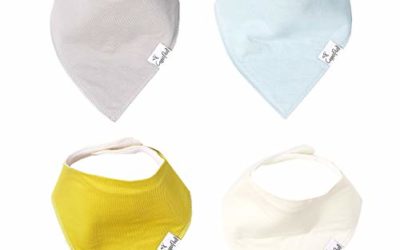 Baby Bandana Drool Bibs for Drooling and Teething 4 Pack Gift Set “Stone” by Copper Pearl