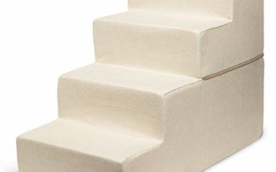 Made in USA Foldable Pet Steps/Stairs with CertiPUR-US Certified Foam by Best Pet Supplies – Ivory, 4-Steps (H: 22") (STF243-L)