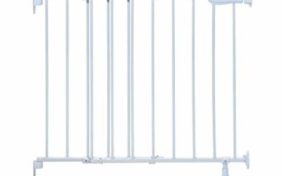 Summer Top of Stairs Simple to Secure Metal Gate, White, 29-42 Inch Wide
