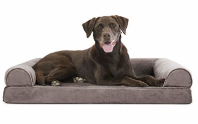 Furhaven Pet Dog Bed – Orthopedic Faux Fur and Velvet Traditional Sofa-Style Living Room Couch Pet Bed with Removable Cover for Dogs and Cats, Driftwood Brown, Large