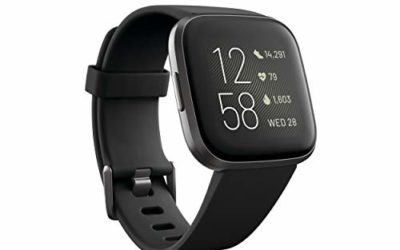 Fitbit Versa 2 Health and Fitness Smartwatch with Heart Rate, Music, Alexa Built-In, Sleep and Swim Tracking, Black/Carbon, One Size (S and L Bands Included)