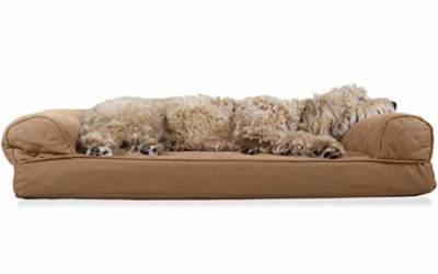 Furhaven Pet Dog Bed – Orthopedic Quilted Traditional Sofa-Style Living Room Couch Pet Bed with Removable Cover for Dogs and Cats, Toasted Brown, Large