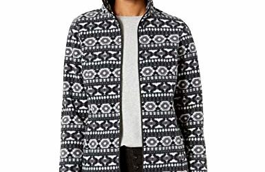 Amazon Essentials Women's Classic Fit Long-Sleeve Full-Zip Polar Soft Fleece Jacket, Black/White Geo, Small