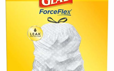 Glad ForceFlex Tall Kitchen Drawstring Trash Bags – 13 Gallon White Trash Bag, Unscented – 90 Count (Package May Vary)