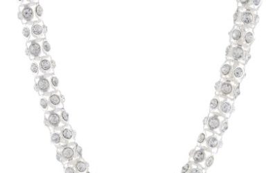 Anne Klein Silver-Tone Crystal Glass Tubular Pave Collar Necklace, 16"