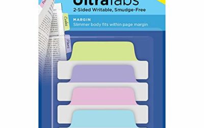 Avery 74769 Ultra Tabs, 2.5 x 1 Inch, 2-Side Writable, Pastel Blue/Pink/Purple/Green, 24 Repositionable Margin Tabs