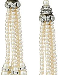 Ben-Amun Jewelry Swarovski Crystal Glass Pearl Tassel Post Earrings for Bridal Wedding Anniversary