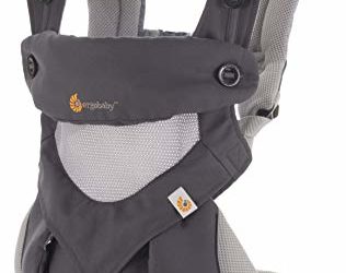 Ergobaby 360 All-Position Baby Carrier with Lumbar Support and Cool Air Mesh (12-45 Pounds), Carbon Grey