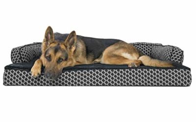 Furhaven Pet Dog Bed – Orthopedic Plush Faux Fur and Décor Comfy Couch Traditional Sofa-Style Living Room Couch Pet Bed with Removable Cover for Dogs and Cats, Diamond Gray, Jumbo