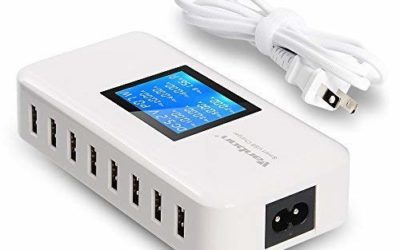 Multiple USB Charger, 60W/12A 8-Port Desktop Charger Charging Station Multi Port Travel Fast Wall Charger Hub with LCD for Smart Phones, Tablet and More (White)