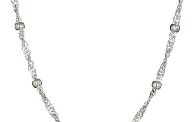 Amazon Essentials Sterling Silver Singapore Bead Chain Station Necklace, 16"