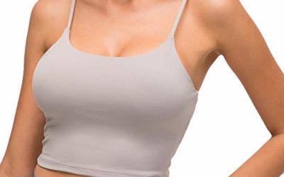 Lemedy Women Padded Sports Bra Fitness Workout Running Shirts Yoga Tank Top (XL, Light Grey)