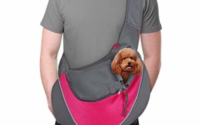 YUDODO Pet Dog Sling Carrier Breathable Mesh Travel Safe Sling Bag Carrier for Dogs Cats (L(10-15lbs), Pink)