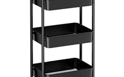 CAXXA 3-Tier Rolling Metal Storage Organizer – Mobile Utility Cart with Caster Wheels (Black)