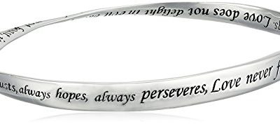 Sterling Silver "Love Is Patient, Love Is Kind" Twisted Bangle Bracelet