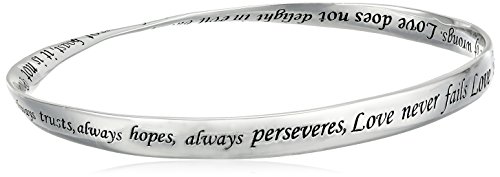 Sterling Silver "Love Is Patient, Love Is Kind" Twisted Bangle Bracelet