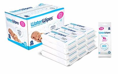 WaterWipes Unscented Baby Wipes, Sensitive and Newborn Skin, 12 Packs (720 Wipes) and Waterwipes Unscented Nose to Toes XL Bathing Wipes, 1 Pack (16 Wipes)