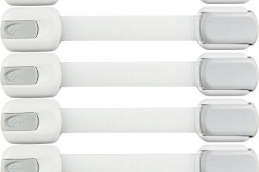 Child Safety Locks -VALUE PACK (10 Straps)- No Tools or Drilling -Adjustable Size/Flexible -Adhesive Furniture Latches For Baby Proofing Cabinets, Drawers, Appliances, Toilet Seat, Fridge, Oven & More