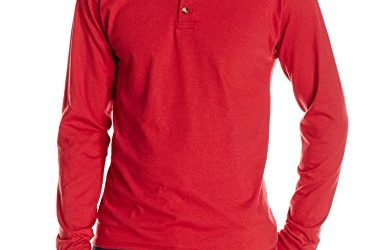 Hanes Men's Long-Sleeve Beefy Henley T-Shirt – Medium – Burnt Brick