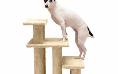 Furhaven Pet Stairs – Steady Paws Easy Multi-Step Pet Stairs Assist Ramp for Dogs and Cats, Cream, 3-Step