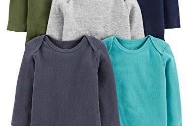 Simple Joys by Carter's Boys' 5-Pack Long-Sleeve Bodysuit, Solids, 18 Months