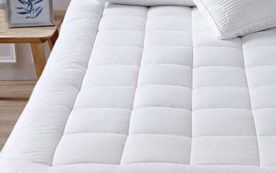 oaskys Queen Mattress Pad Cover Cooling Mattress Topper Cotton Top Pillow Top with Down Alternative Fill (8-21&rdquo; Fitted Deep Pocket Queen Size)