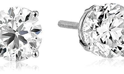 IGI Certified 14k White Gold Round Diamond Stud Earrings (2 cttw, H-I Color, I1 Clarity)