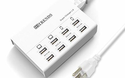 USB Charger, HITRENDS 8 Ports Charging Station 50W/10A Multi Port USB Charging Hub for Multiple Devices (5ft Cord, White)