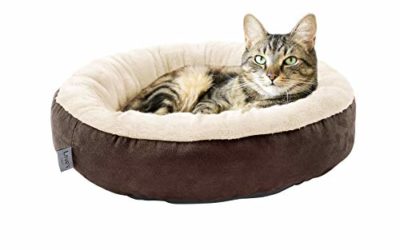 Love's cabin Round Donut Cat and Dog Cushion Bed, 20in Pet Bed for Cats or Small Dogs, Anti-Slip & Water-Resistant Bottom, Super Soft Durable Fabric Pet beds, Washable Luxury Cat & Dog Bed Brown